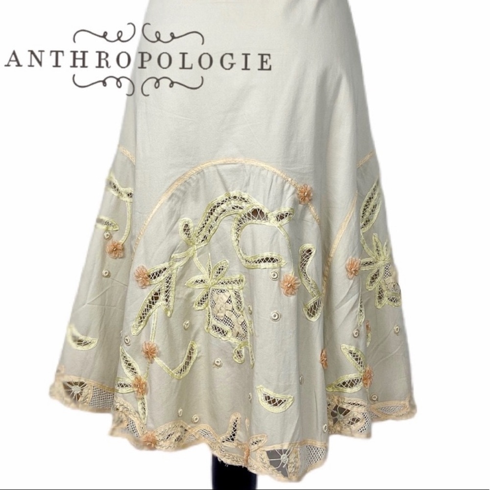 Anthropologie Embroidered Skirt